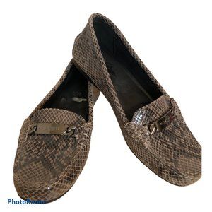 COACH Olive Snake Print Loafers Sz. 6.5